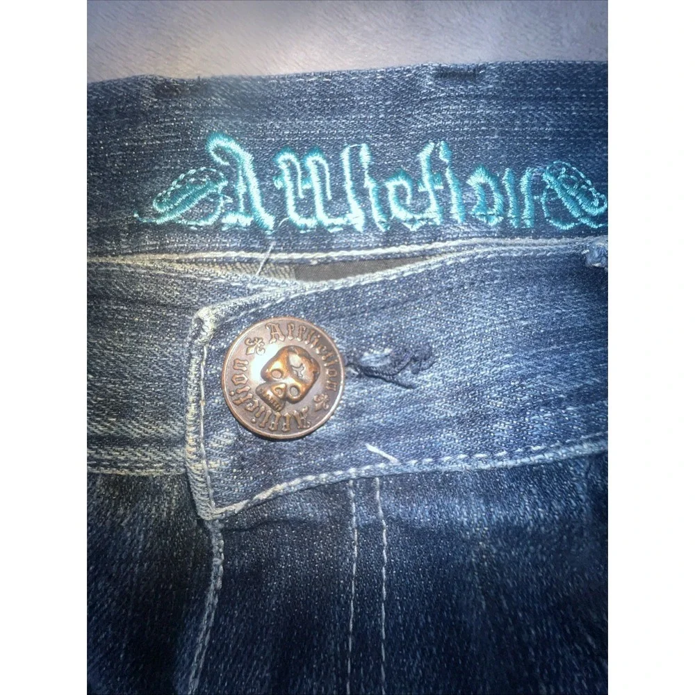 Affliction Jeans Men's 40x34 Fits (40x32) Embroidered Pockets Dark Wash‎ Y2K